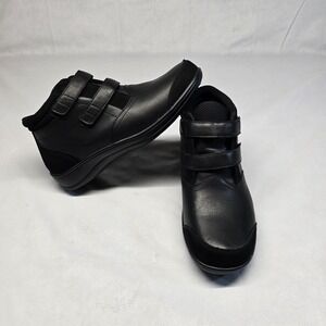 Orthofeet Women's Tivoli Adjustable Orthopedic Black Leather Boot Size 11D Wide